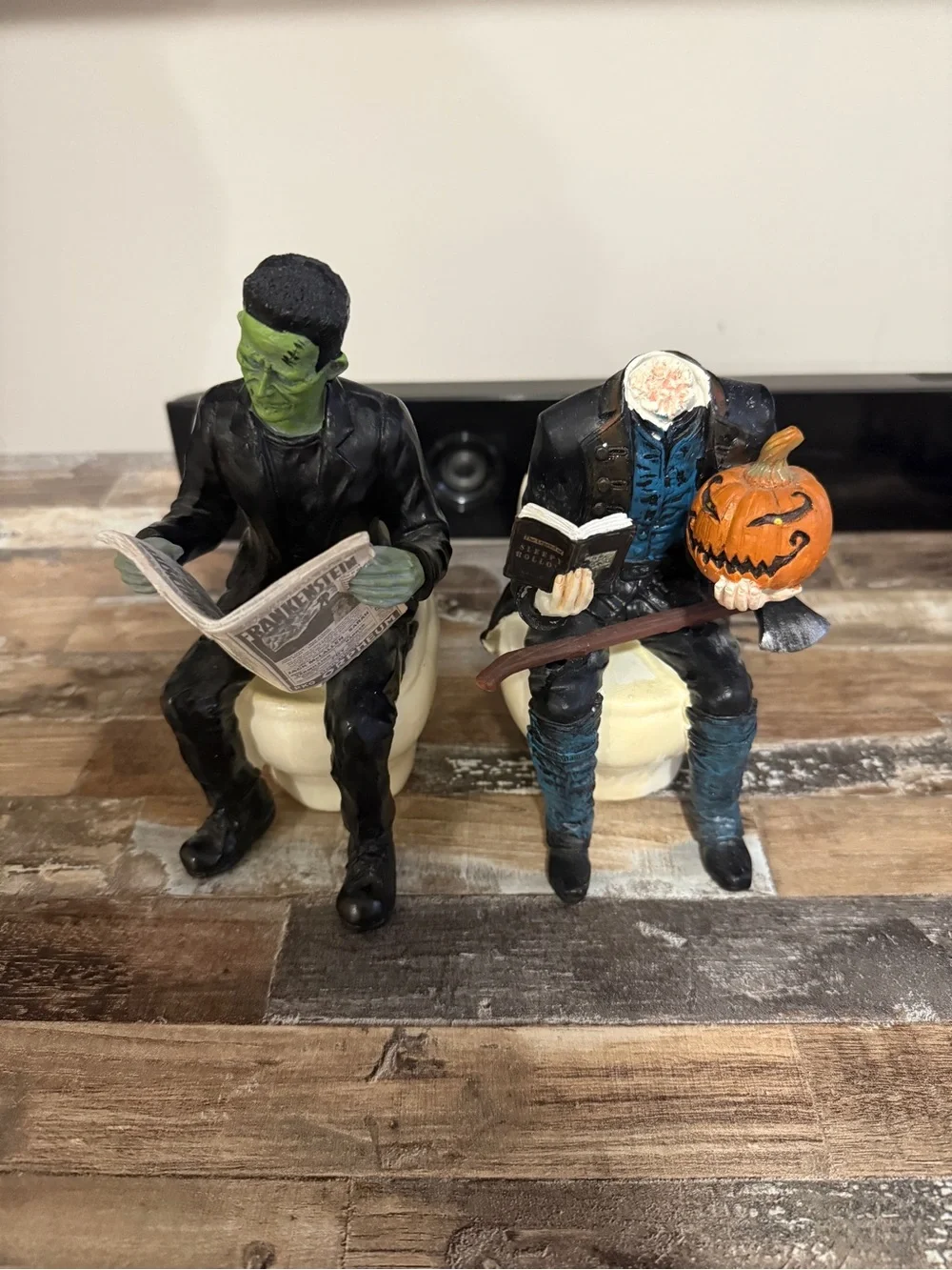 Halloween Monsters on the Toilet Bathroom Decor Headless Horseman Frankenstein